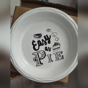 White Pie Dish with 'Easy as Pie' Design